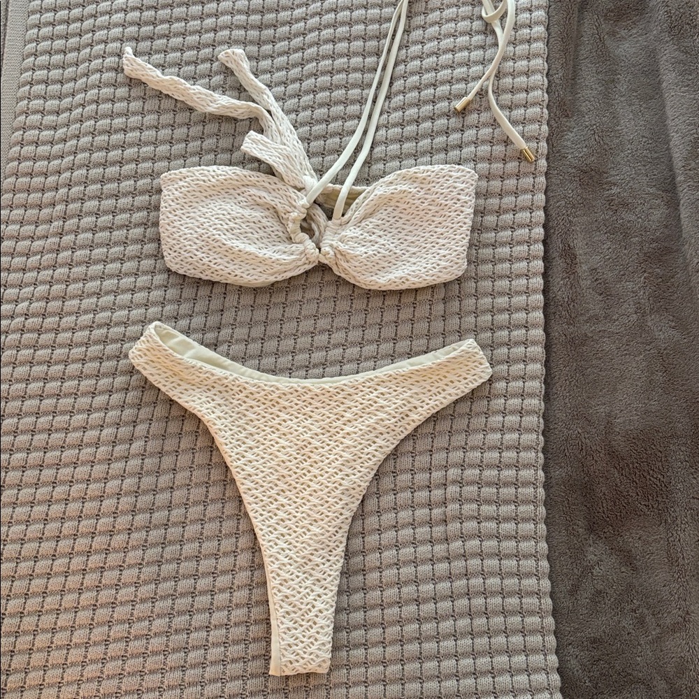 Monday Swimwear Cream Textured Bikini